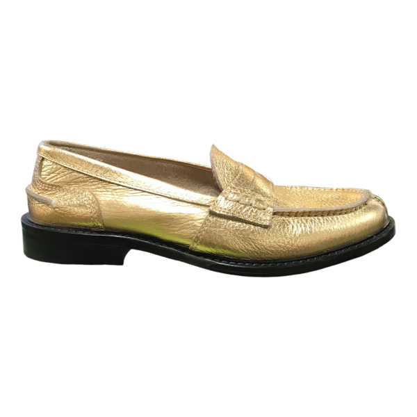 Veni mocassin en cuir souple Or fait en Italie