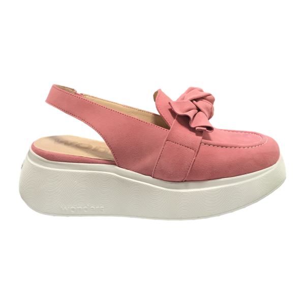 Sandale bout fermé. Wonders. Suède rose. Fait en Espagne