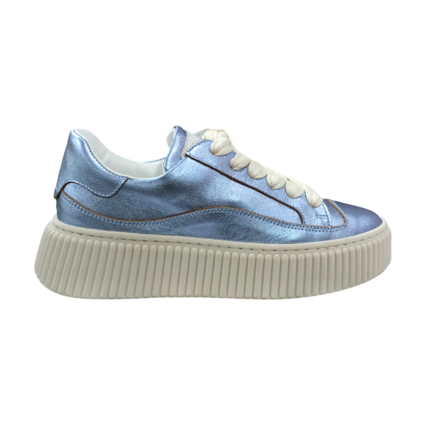 espadrille de ville Méliné à semelle épaisse et gaufrée en cuir fait en Italie